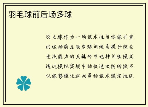 羽毛球前后场多球